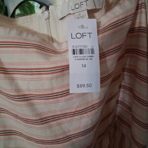 LOFT Striped Dress in Cream and Pink